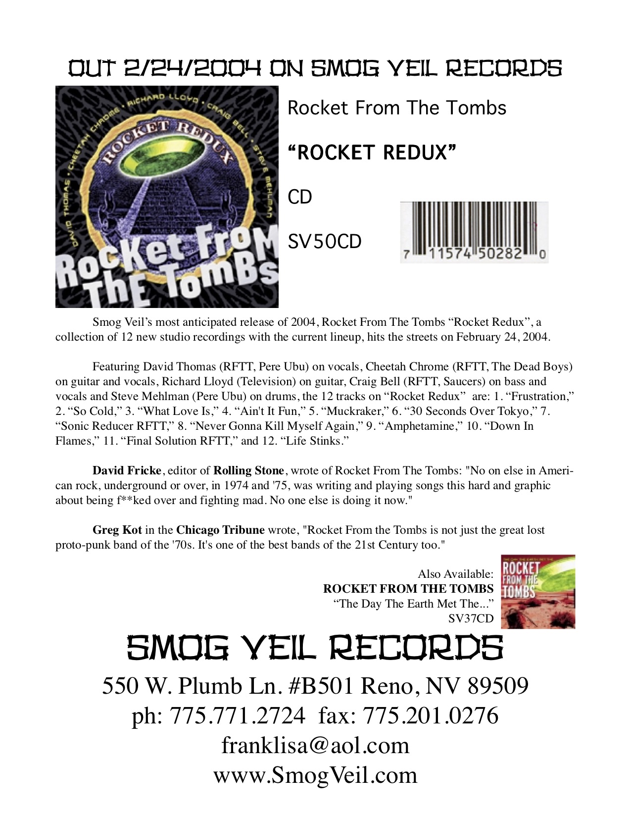 Dossier de presse Smog Veil Rocket Redux